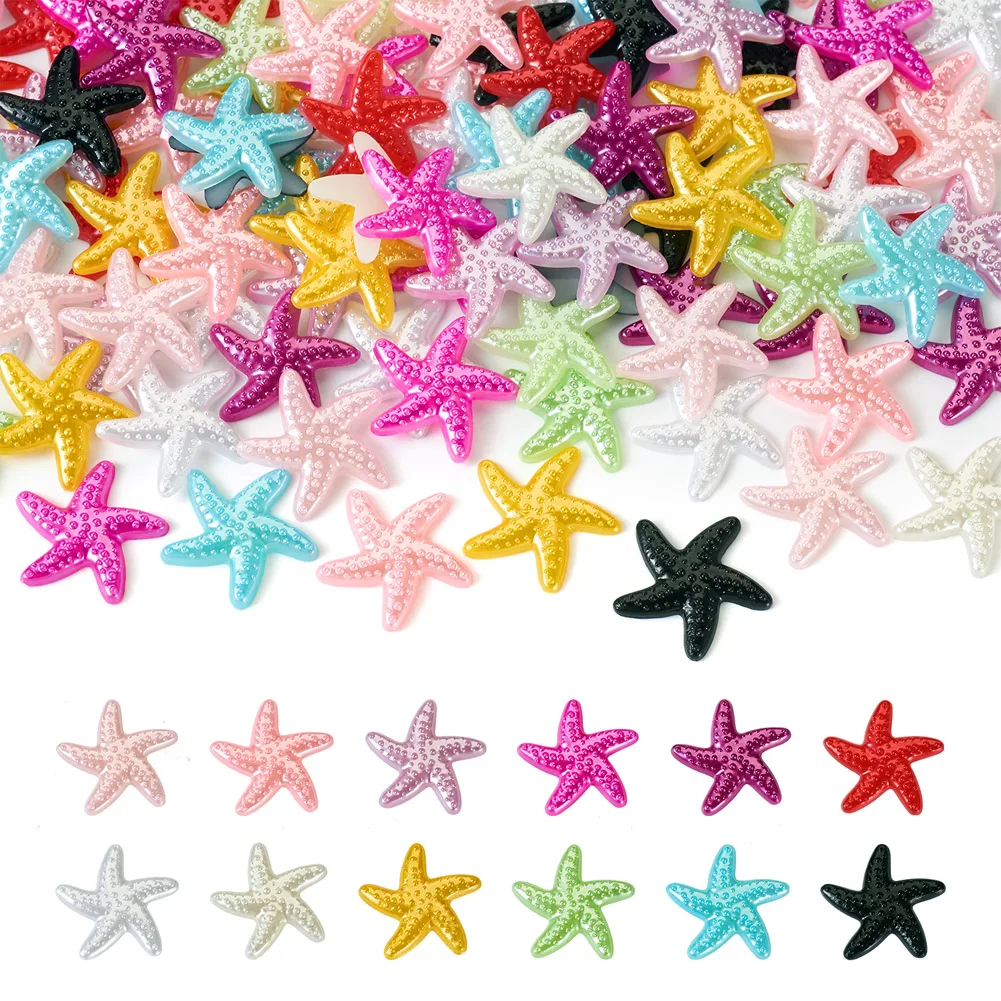 

120pcs New 19mm Starfish Opaque Resin Sea Animals Flatback Cabochon Scrapbook Ornament Jewelry Making Hairwear Accessories