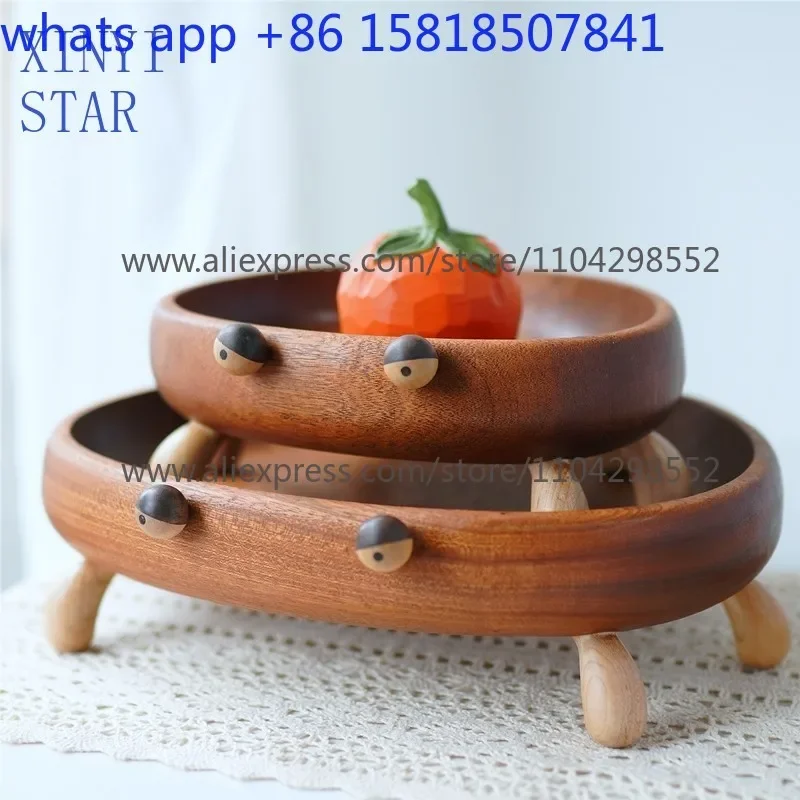 Crab plate fruit tea table food plate storage plate solid wood