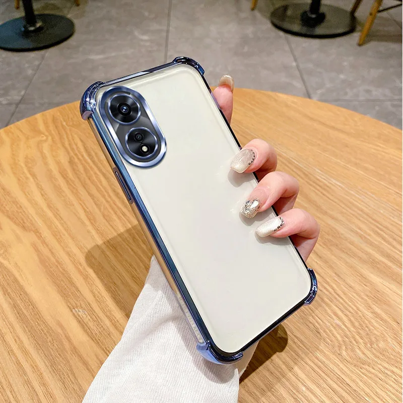 For Oppo A58 Case OPPO A78 Cover OPPO A58 4G A78 5G Phone Case A78 4G A58 5G Bumper Shockproof Protect Cover Clear electroplate