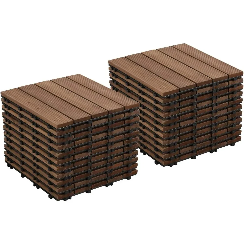 

Wood Floor Tiles Interlocking Decking Patio Tiles Floor Covering Outdoor Backyard Flooring 22pcs 12 x 12in for Pathway Poolside