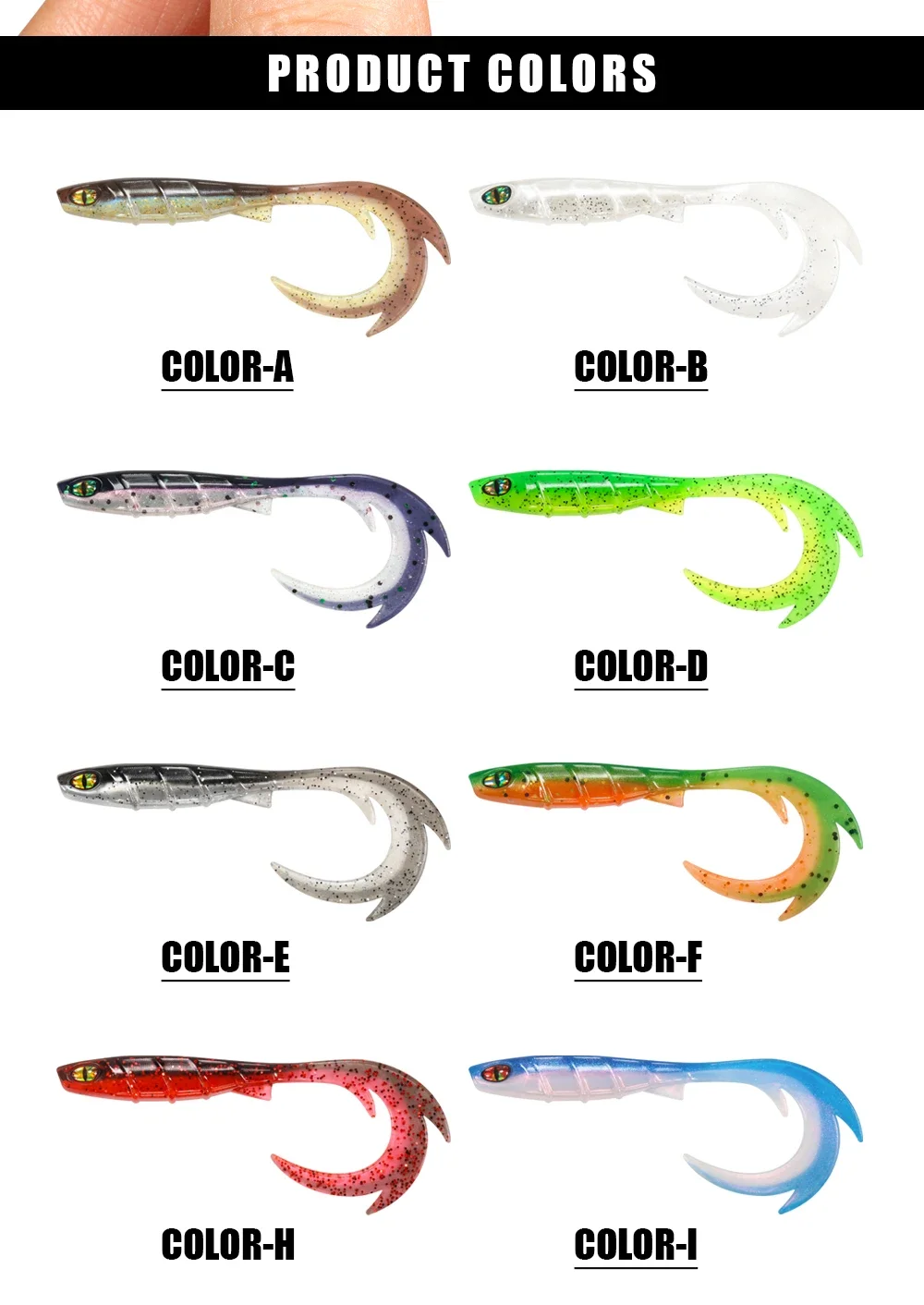 Spinpoler 3D-Augen-Angelköder, 9,5 cm, Softbait, gewellter Schwanz, Köderfisch, Rippenkörper für Zander, Hecht, raubere Fische, Spinning-Jigging-Gerät – Detail 8