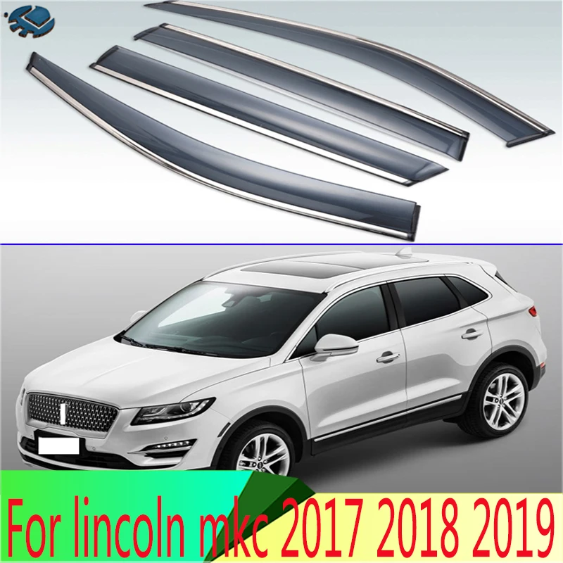 For lincoln mkc 2017 2018 2019 Car Side Windows Wind Deflectors Windshield Tinted Sun Visors Accessories 4PCS