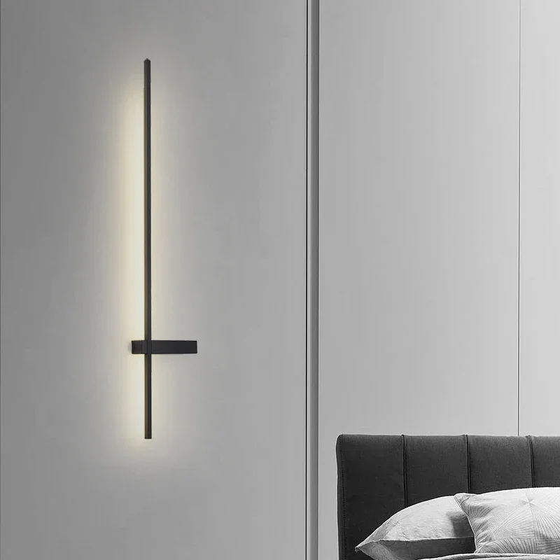 Minimalist Long LED Wall Lamp Modern Background Wall Lights Living Room Bedside Aluminum Indoor Lighting Sconce Gold Black Color