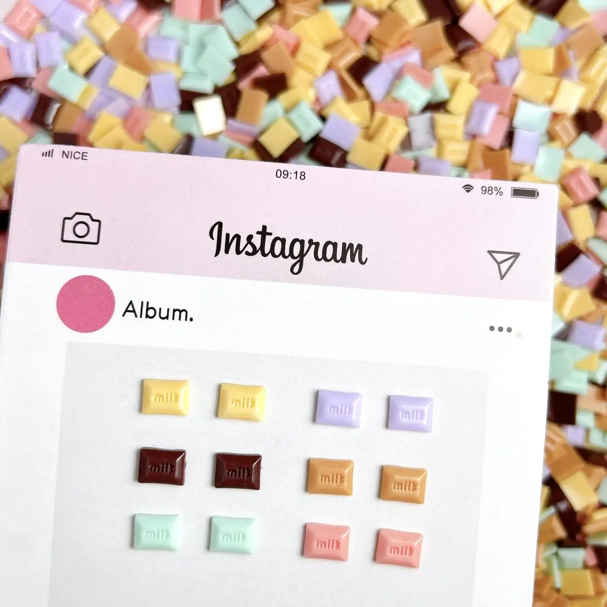 30PCS Macaron Colored Simulated Milk Chocolate Nail Charms Mini Luminous Chocolate Resin Nail Art Decorations DIY Manicure Parts