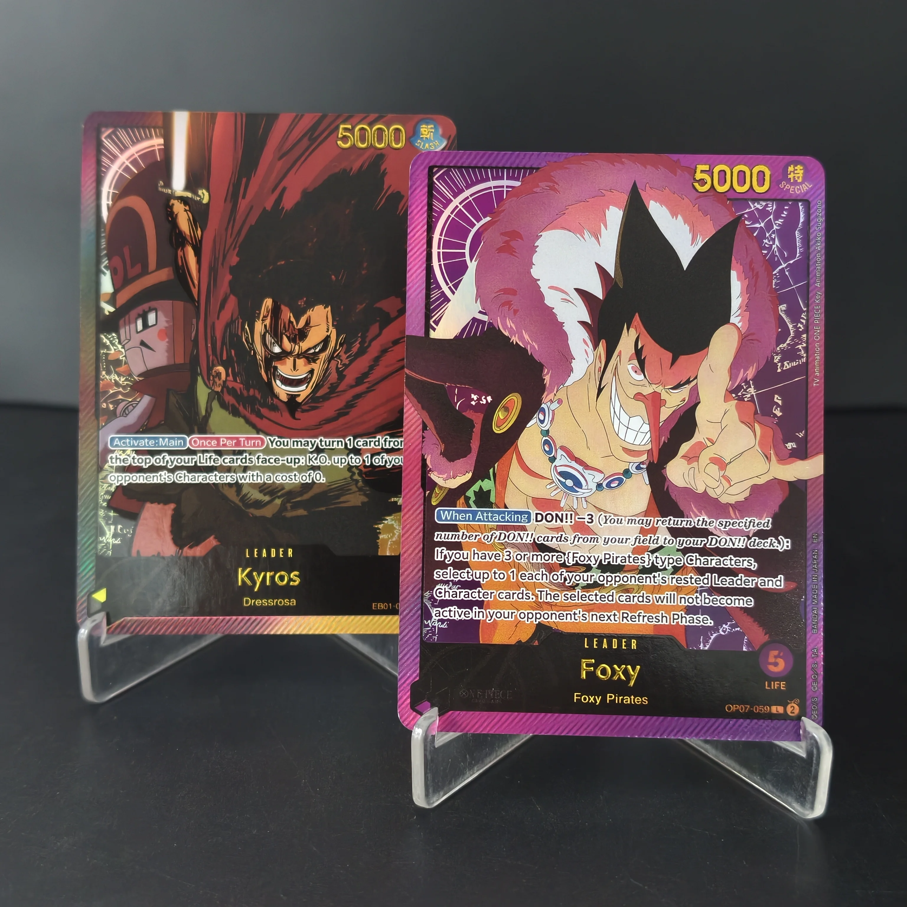 Proxy One Piece Card Game OPCG English Kyros Foxy Art Holo Foil Textured Cards DIY TCG Replica Collectible Trading Cards