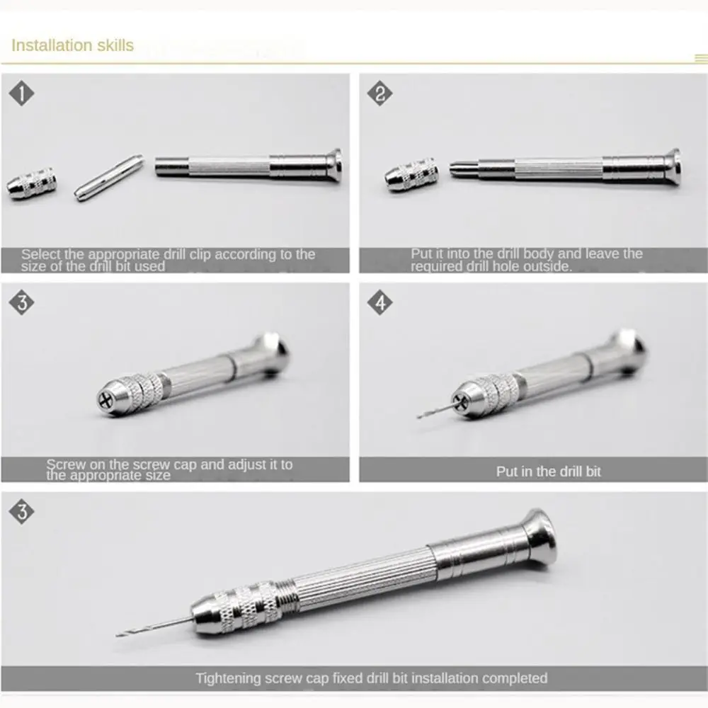 With Keyless Chuck Hand Twist Drill 0.8mm-3.0mm HSS Drill Bits Mini Manual Puncher Handmade Tools Hand Drilling Tool