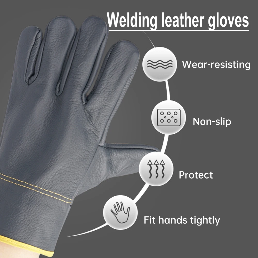 Welding leather gloves Lengthened And Short Wear-Resistant Thickened Double-Layer Welding Labor Protect Gloves Welding Supplies