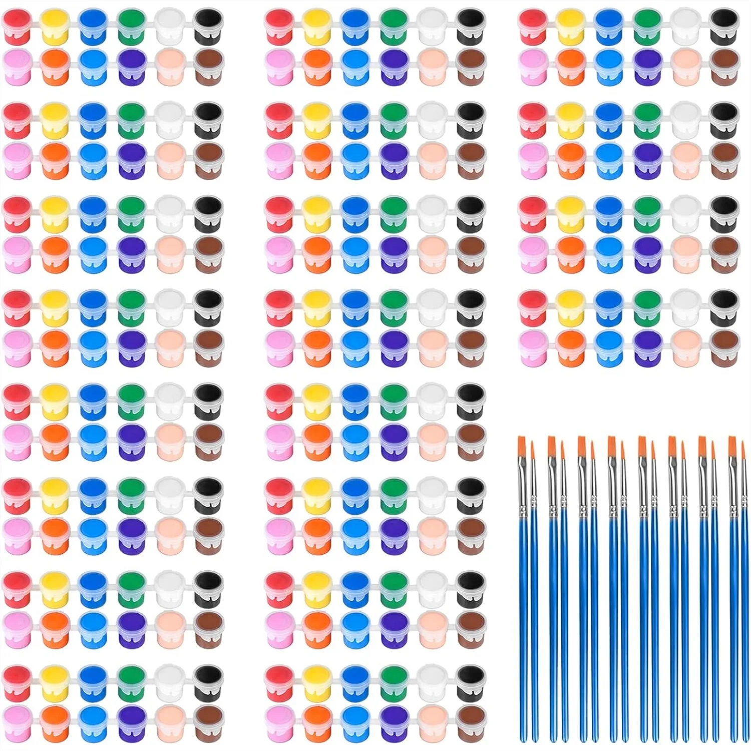 

280 PCS Acrylic Paint Set with 40 Brushes for Kids Adults Craft Painting, 12 Colors Mini Paint Strips for Home Classroom Party