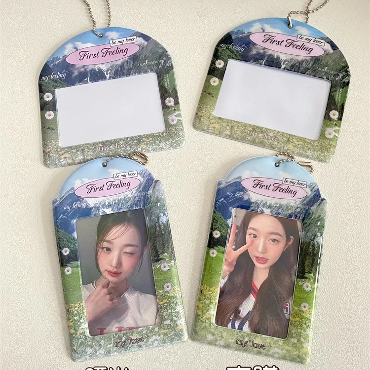 Ins Scenery Series 3inch Card Holder Kpop Photocard Holder Photo Card Holder Bag Pendant School Stationery