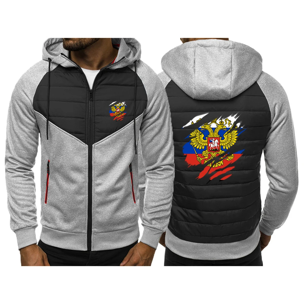 

2025 Russia Badge Patchwork Zipper Jacket Spring And Autumn Man's Sweatshirts Coat Russian Flag Logo Print Cardigan Hoodies