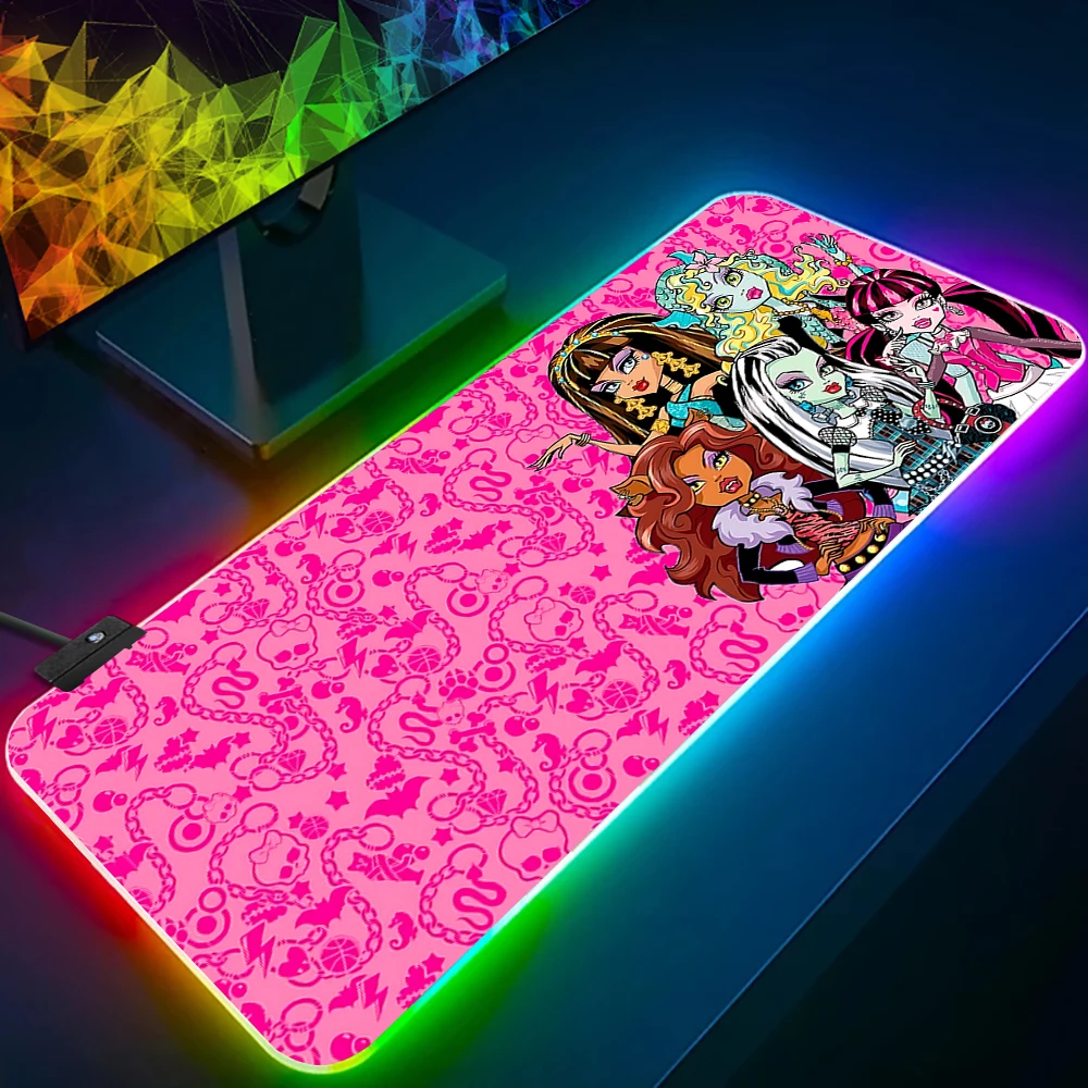 

Cartoon Sci-Fi M-Monsters RGB Pc Gamer Keyboard Mouse Pad Mousepad LED Glowing Mouse Mats Rubber Gaming Computer Mausepad