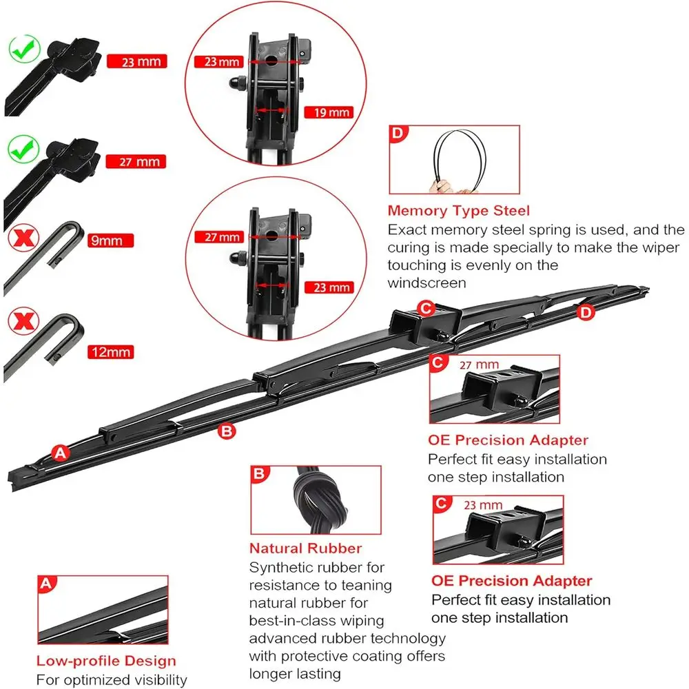 2 قطعة 40 "الشديدة التحمل الزجاج الأمامي السرج جبل ممسحة شفرة استبدال للمنزل الترفيهي RV والحافلة مع 2 المطاط #2
