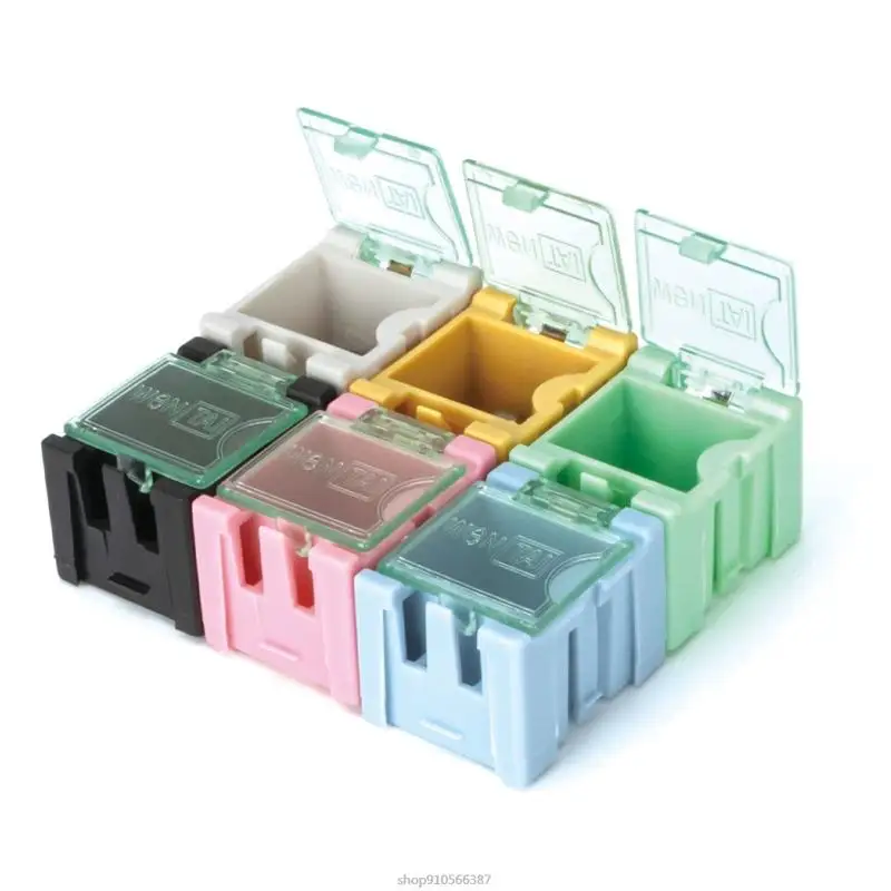 Caja almacenamiento plástico pequeña con tapa con bisagras, organizador Hardware portátil para piezas pequeñas, manualidades, cuentas, joyería, envío directo