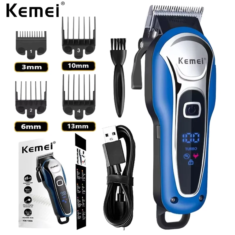 

Kemei Barber Профессиональный триммер для волос для мужчин Электрическая машинка для стрижки бороды Машина для стрижки волос Беспроводной проводной KM-1995