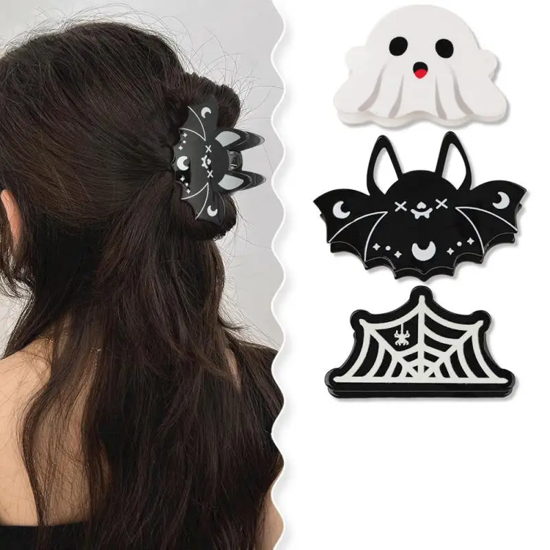 Halloween Hairpins Womens Hair Accessories Acrylic Claw Clips Girls Hairpins Ghost Bat Hairpins Party Headgear Gifts Shark Clip