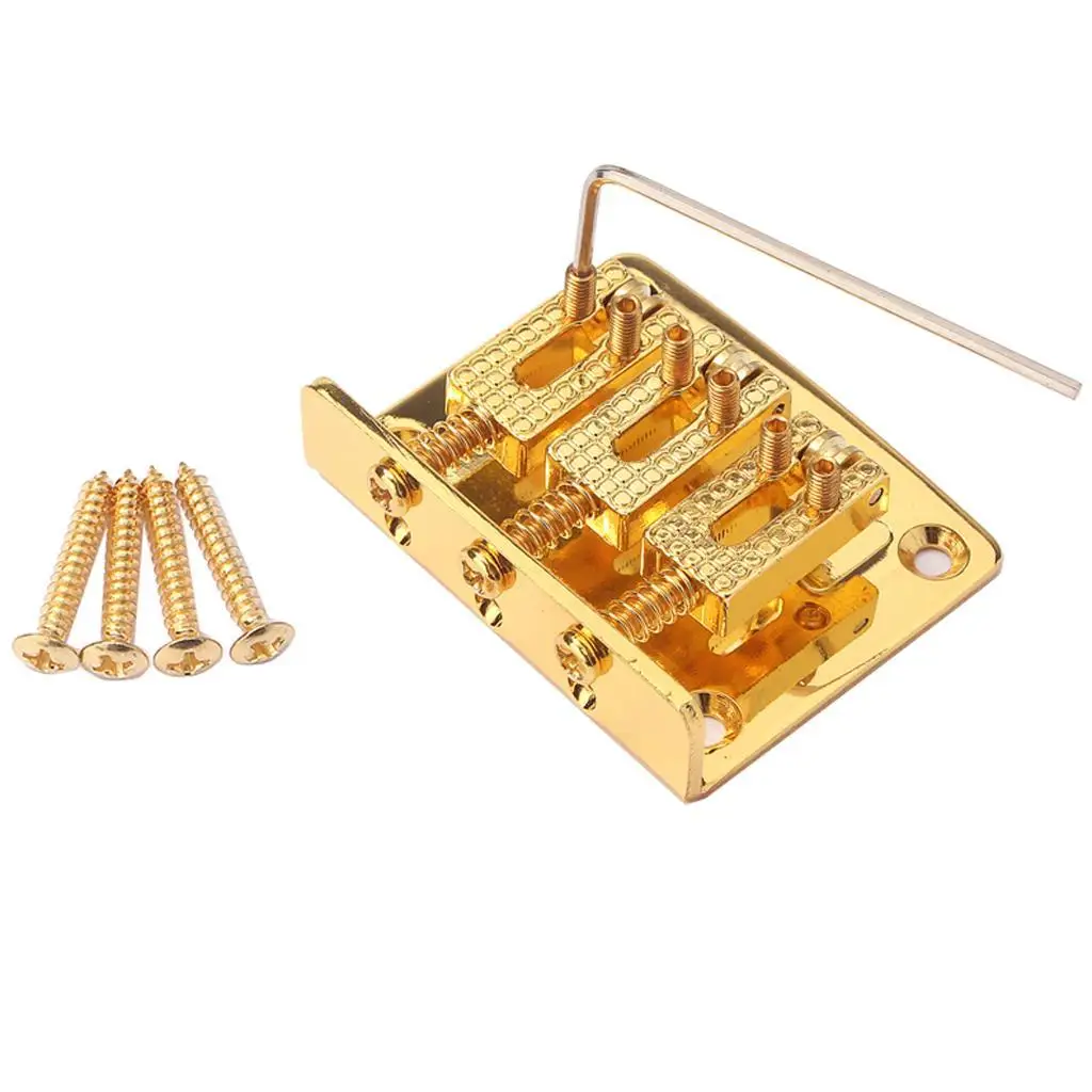 DIY 3 String Saddle Bridge Set Metal Electric Guitar Roller Accessory for Cigar Box Instrument Parts