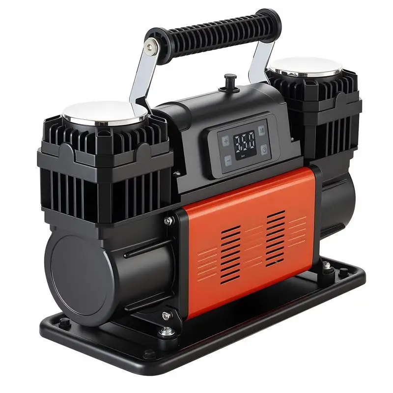 

Dual-Cylinder Heavy Duty Air Compressor, 10.6CFM Auto-Stop Portable Tire Inflator, 12V 150PSI Offroad Air Pump with LCD Digital Display & Adapters for Truck Car SUV 4 x 4 Vehicle RV
