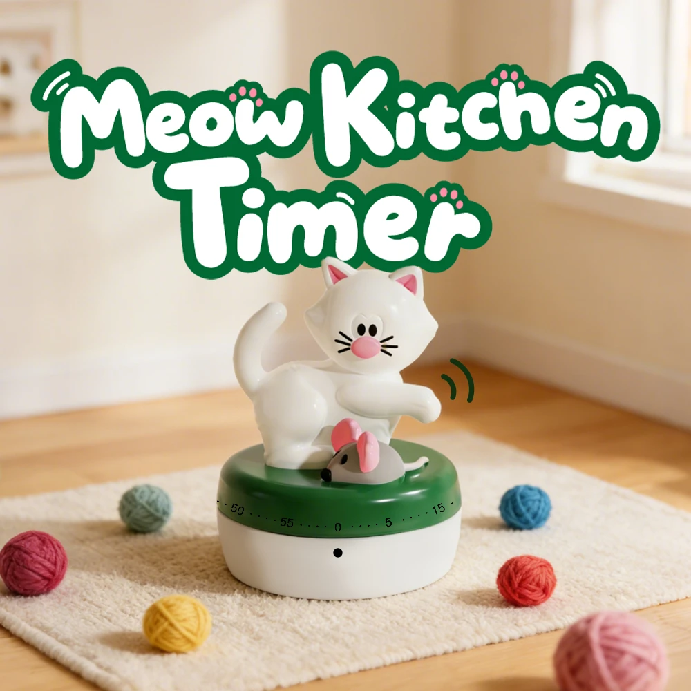 Minuteur de cuisine Joie Meow, minuteur mécanique, compte à rebours visuel, pomodoro pour la cuisine, l'étude, la productivité, minuteur pour enfants pour la cuisine