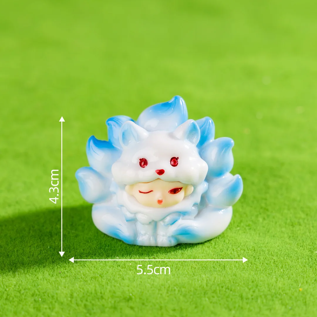 5 قطعة الصين-شيك الوحش الميمون تسعة الذيل الثعلب الراتنج الاكسسوارات الحرفية سطح المكتب الديكور المناظر الطبيعية الخلابة بقعة تذكارية