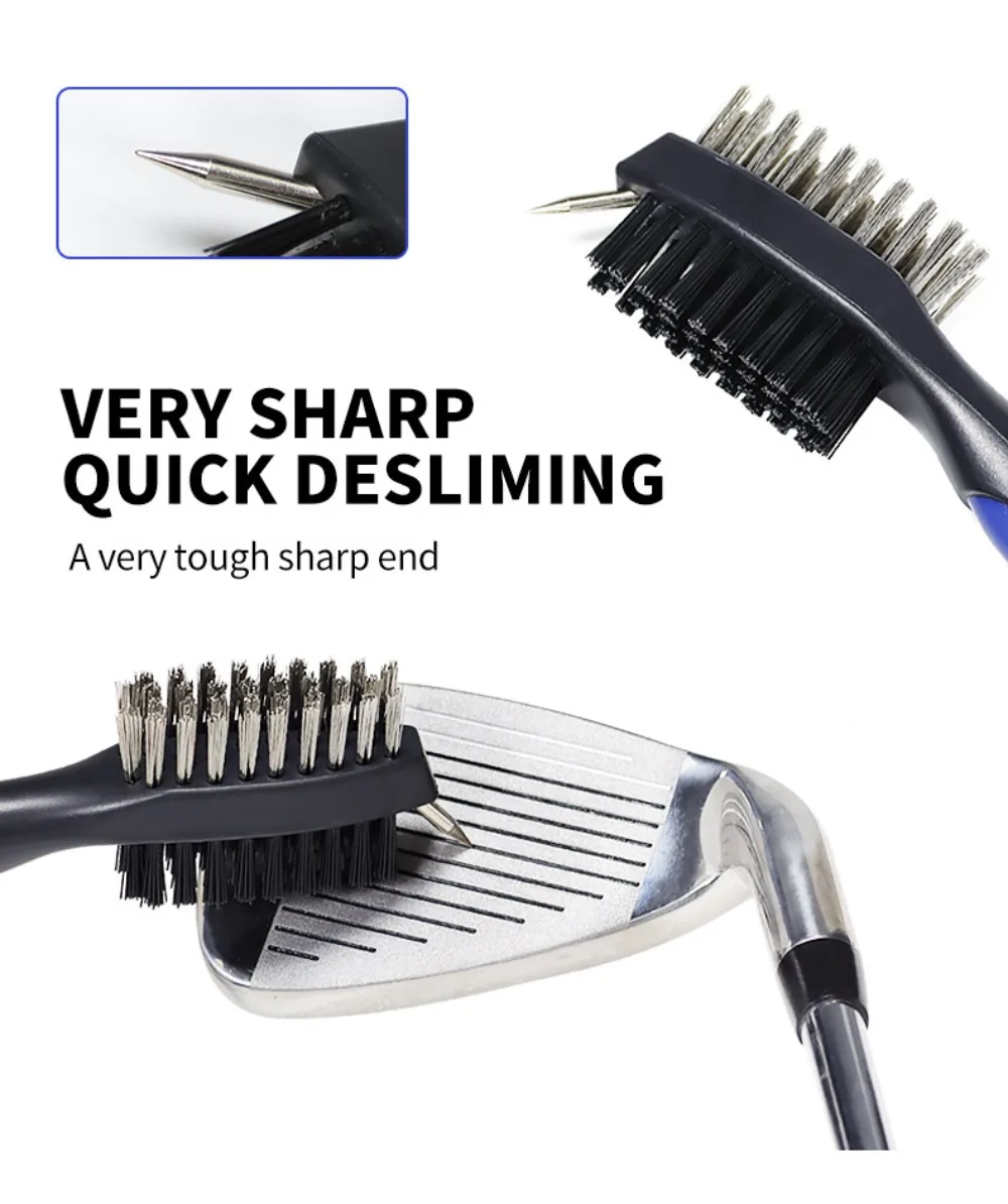 Golf Club Brush Groove Cleaner Retractable Zip-line Aluminum Carabiner Lightweight Stylish Easily Attaches to Golf Bag