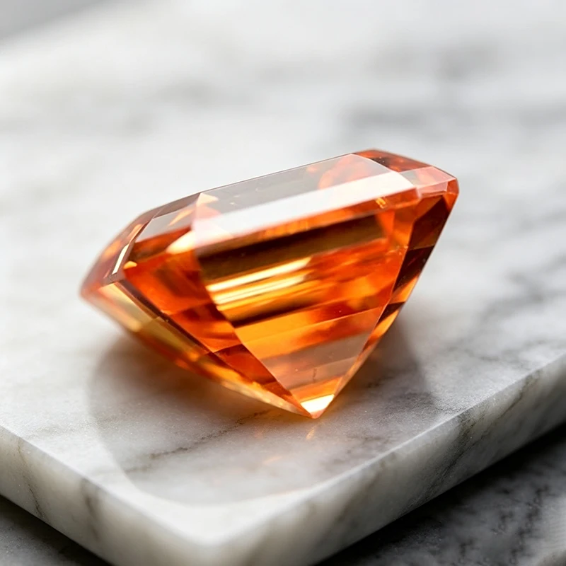 Moissanit-Stein in Orange, Asscher-Schliff, Edelstein für DIY-Schmuckherstellung von Ringen und Ohrringen, mit Zertifikat – Detail 5
