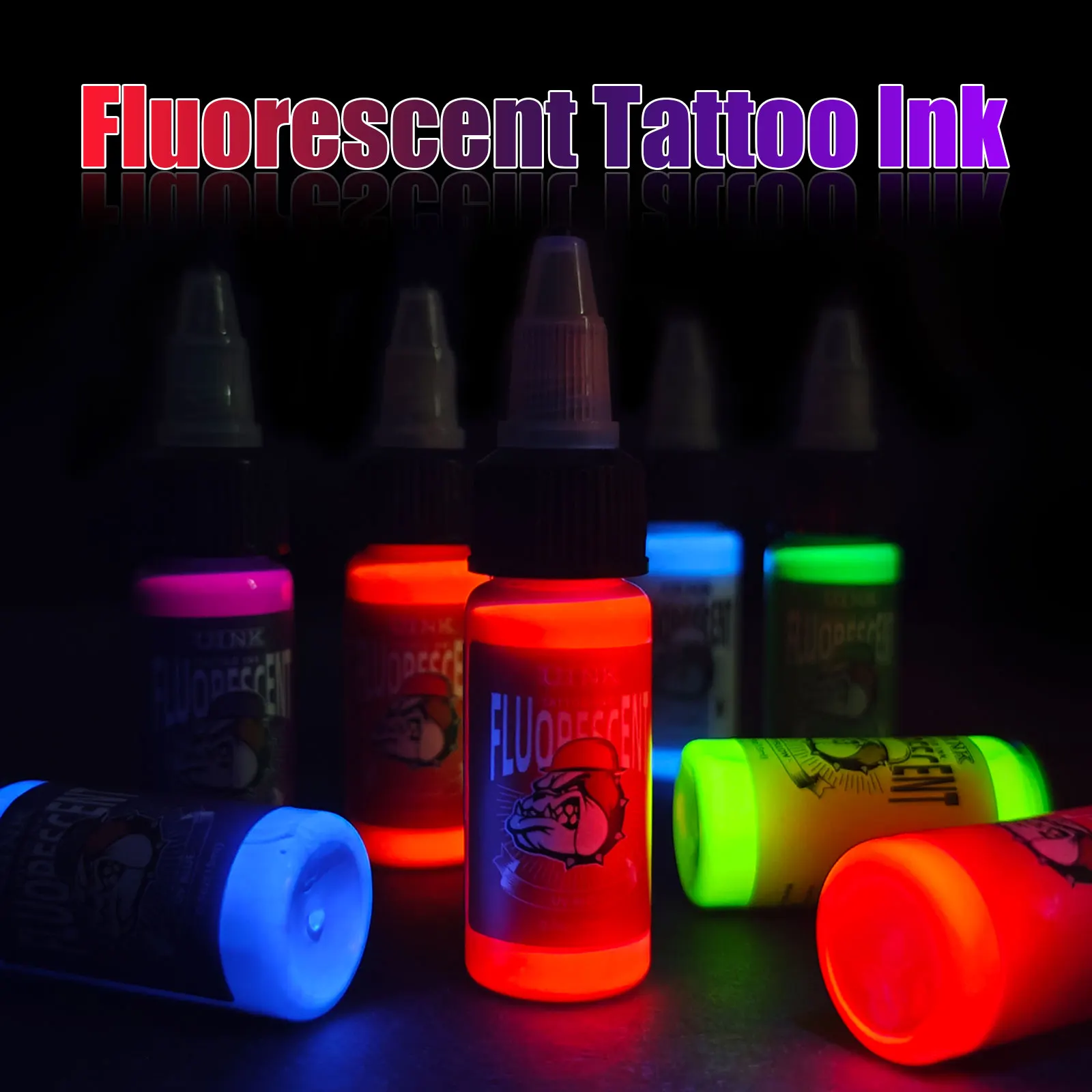 

UINK 4/8pcs Quality Fluorescent Tattoo Ink, Odorless Body Art Professional Tattoo Pigment