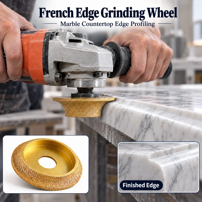 75mm Diamond French Edge Grinding Wheel Vacuum Brazed 50 Grit Stone Profiling Wheel for Marble Granite Quartz Countertop