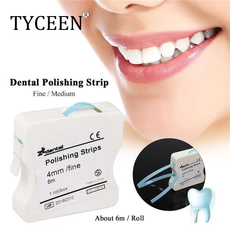 1Roll/box Dental Polishing Strip 4mm Resin Tooth Interdental Sanding Grinding Surface Teeth Whitening Length 6m Dentist Material