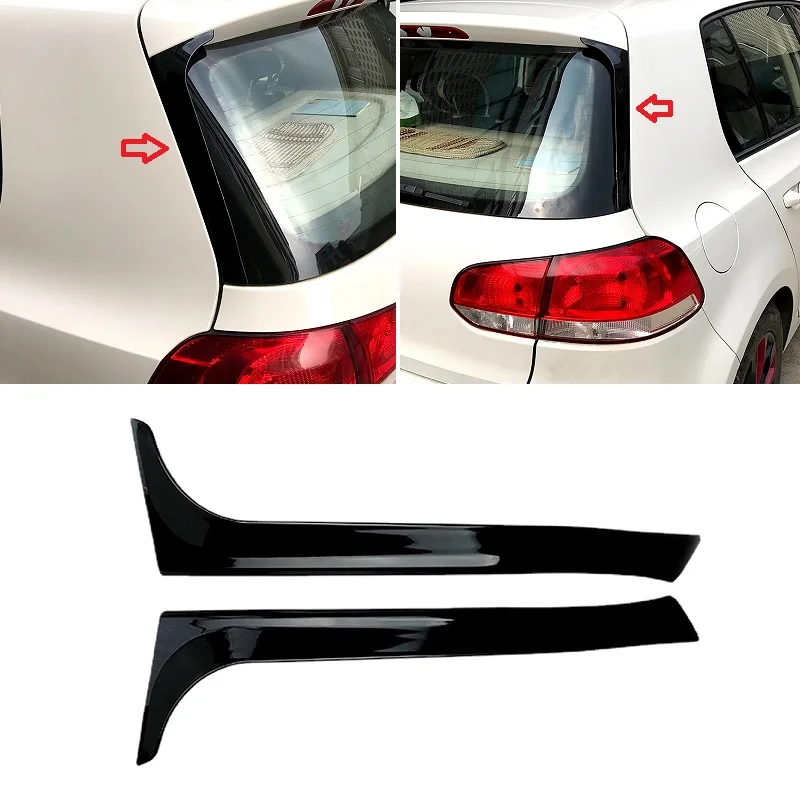 

2PCS Car Rear Window Spoiler Side Wing Cover Trim Car Styling For VW Golf 6 Golf MK6 2009-2013 ABS Bright Black