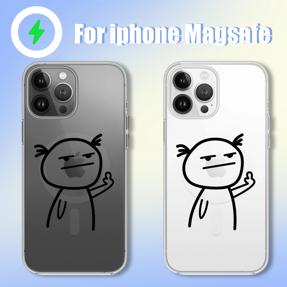 Funny Spoof Line Figures Phone Case for iPhone 12 11 13 14 15 16 Max Pro Plus Magsafe Magnetic Wireless Cover