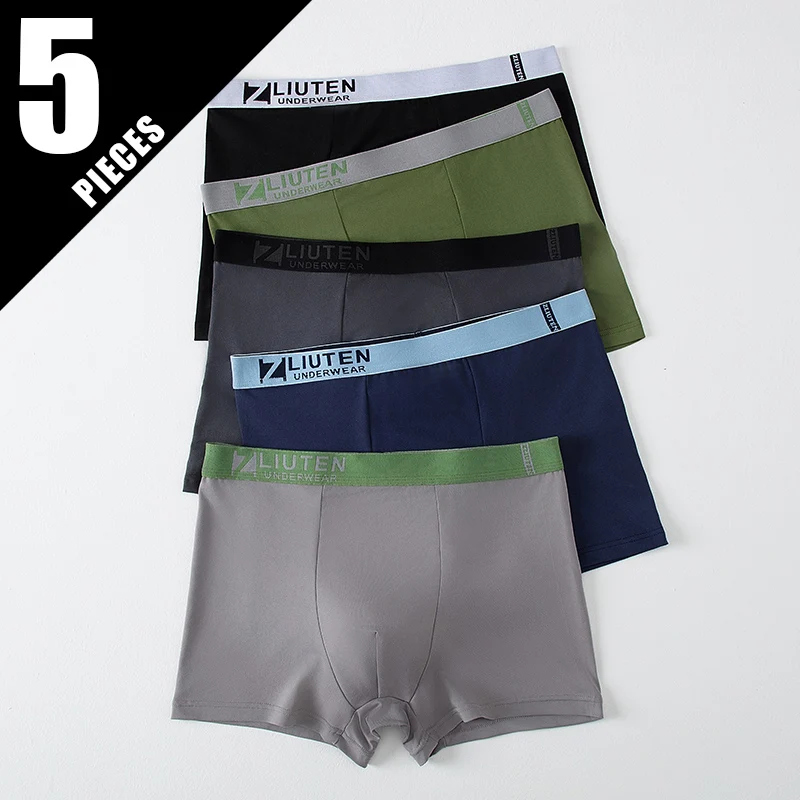 

5/10 Piece Set Of Men's Underwear Solid Color Youth Sports Quick Drying Casual Comfortable Plus Size Flat Corner Pants Trendy
