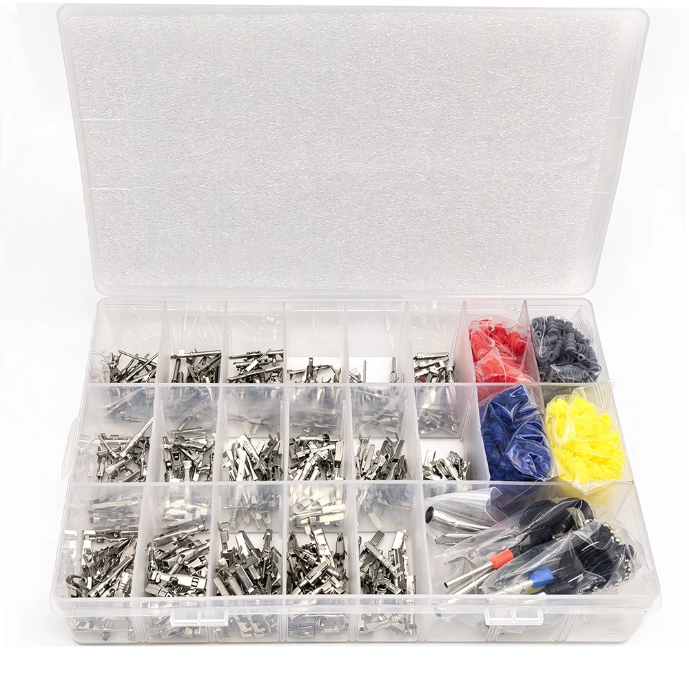 820 stücke 21 Arten Auto Elektrische Draht Stecker Pin Terminal 1/1,5/1,8/2,2/2,8/3,5mm Entfernung Nicht-isolierte Männlich Weiblich Crimp Pins – Detail 2