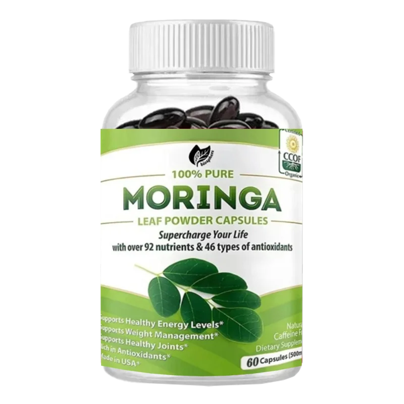 

Moringa Vegetarian Capsules 500mg Contain Organic Natural Moringa Leaf Powder for Metabolism and Immune Support -60 Capsules
