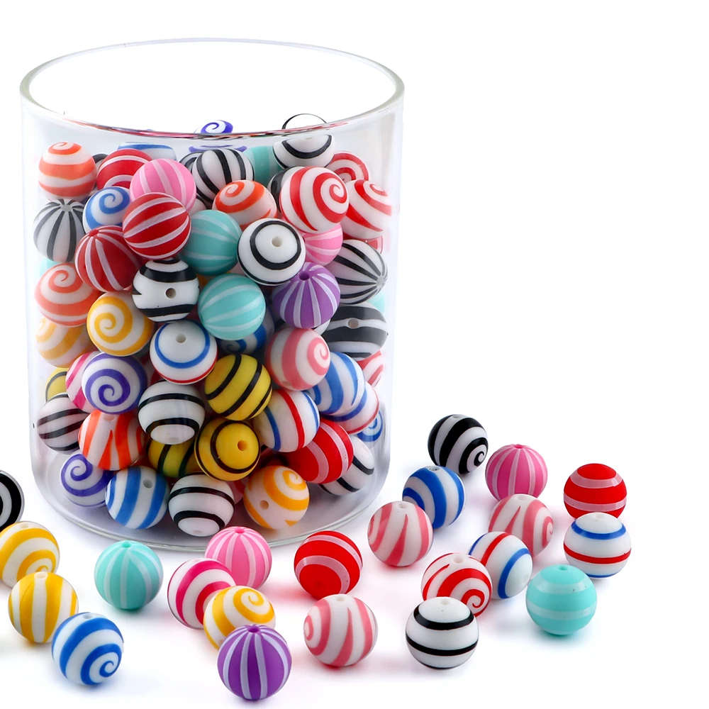 25 قطعة سيليكون 15 مللي متر لون الحلوى المطبوعة الخرز لصنع المجوهرات سوار ذاتي الصنع قلادة القرط المفاتيح الاكسسوارات اليدوية #6