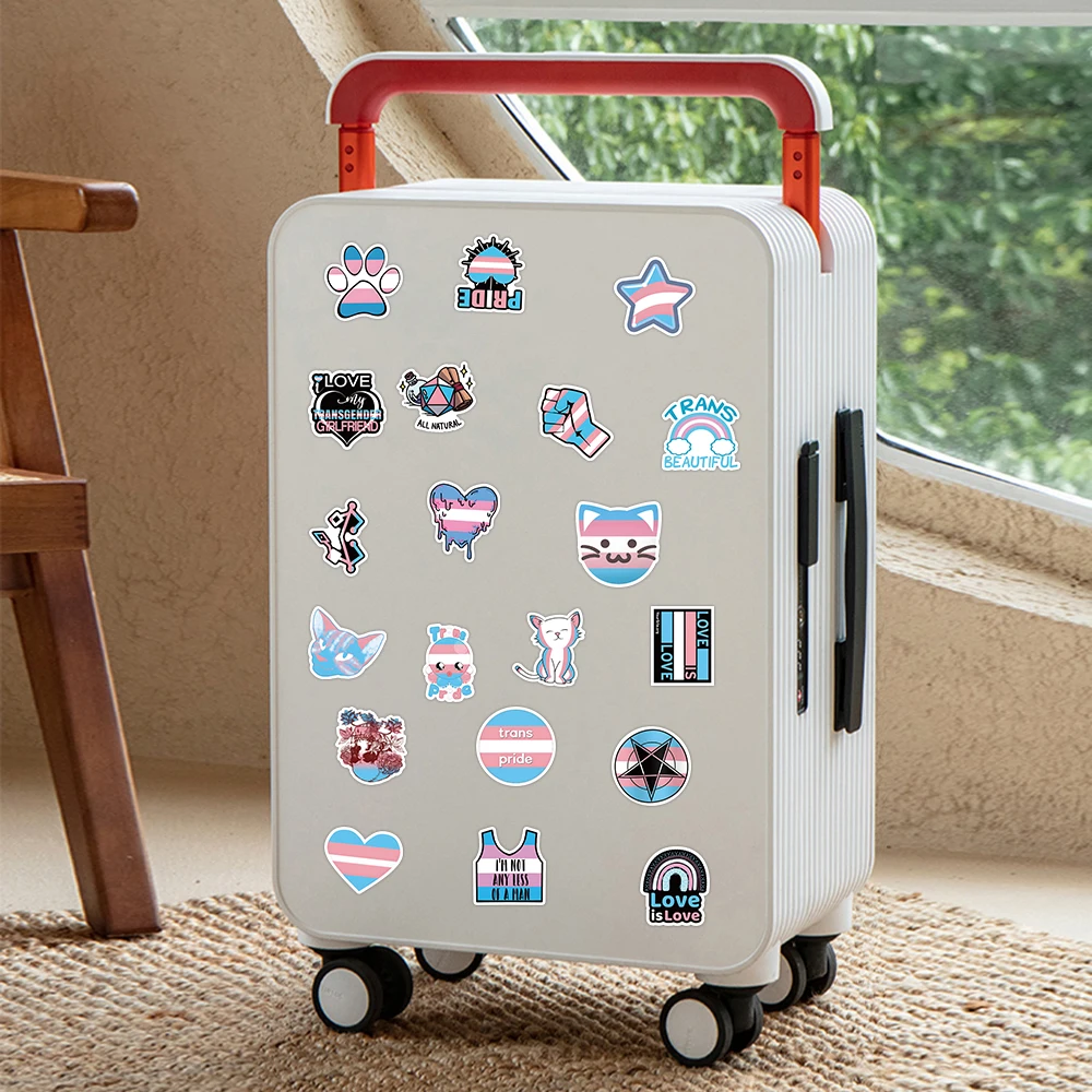 10/30/60PCS Transgender Pride LGBT Trans Stickers Car Bike Travel Luggage Guitar Laptop Fridge Cartoon Decal Kid Sticker Gift