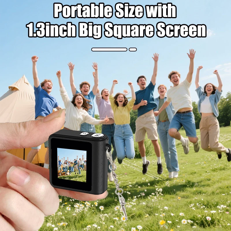 Mini câmera chaveiro com lâmpada flash, câmera digital para crianças, microcamera, gravação de vídeo em loop automático, filmadora de bolso vintage