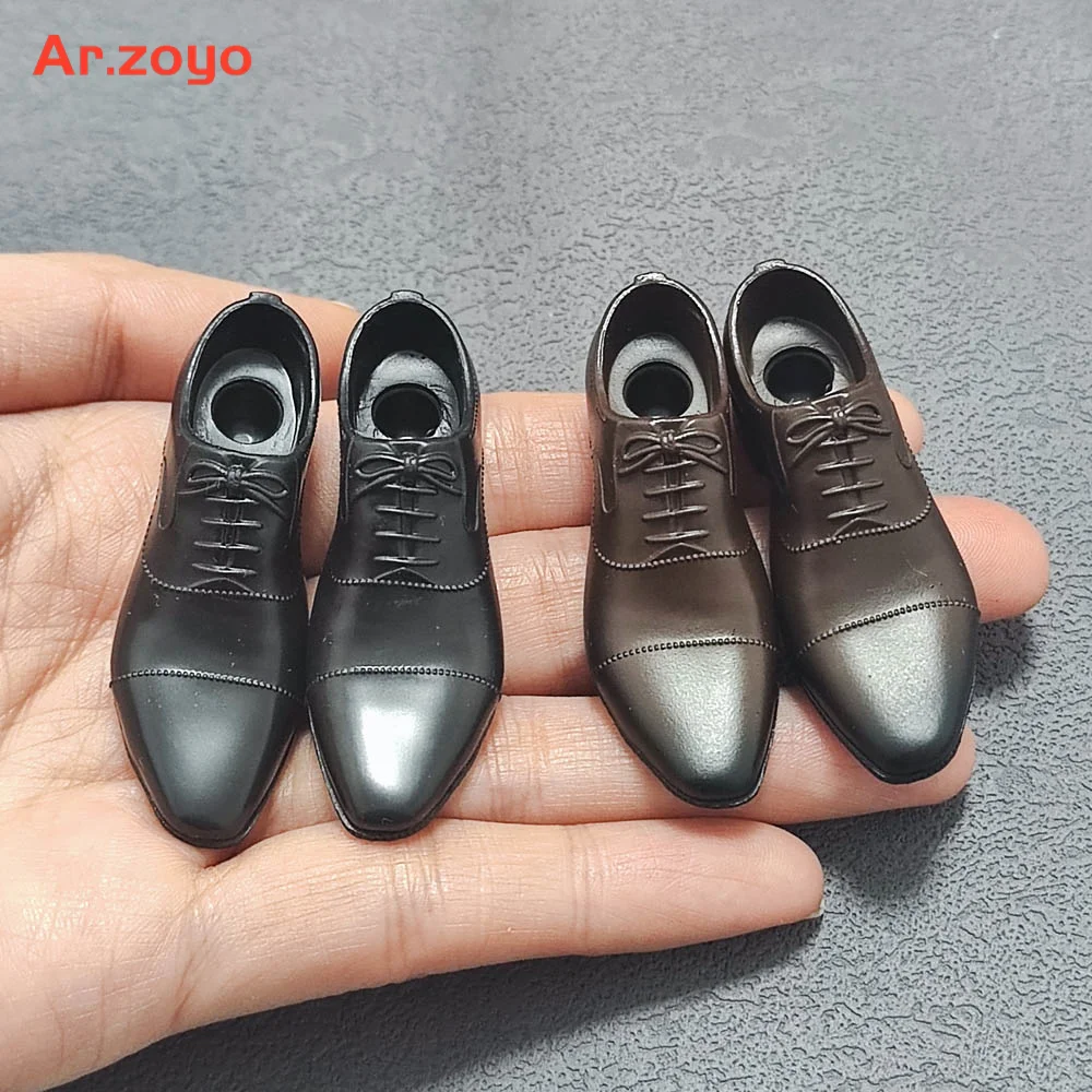 1/6 Scale Male Black Brown Leather Shoes Solid Gentleman Shoes Model Fit 12'' Soldier Action Figure Body Dolls