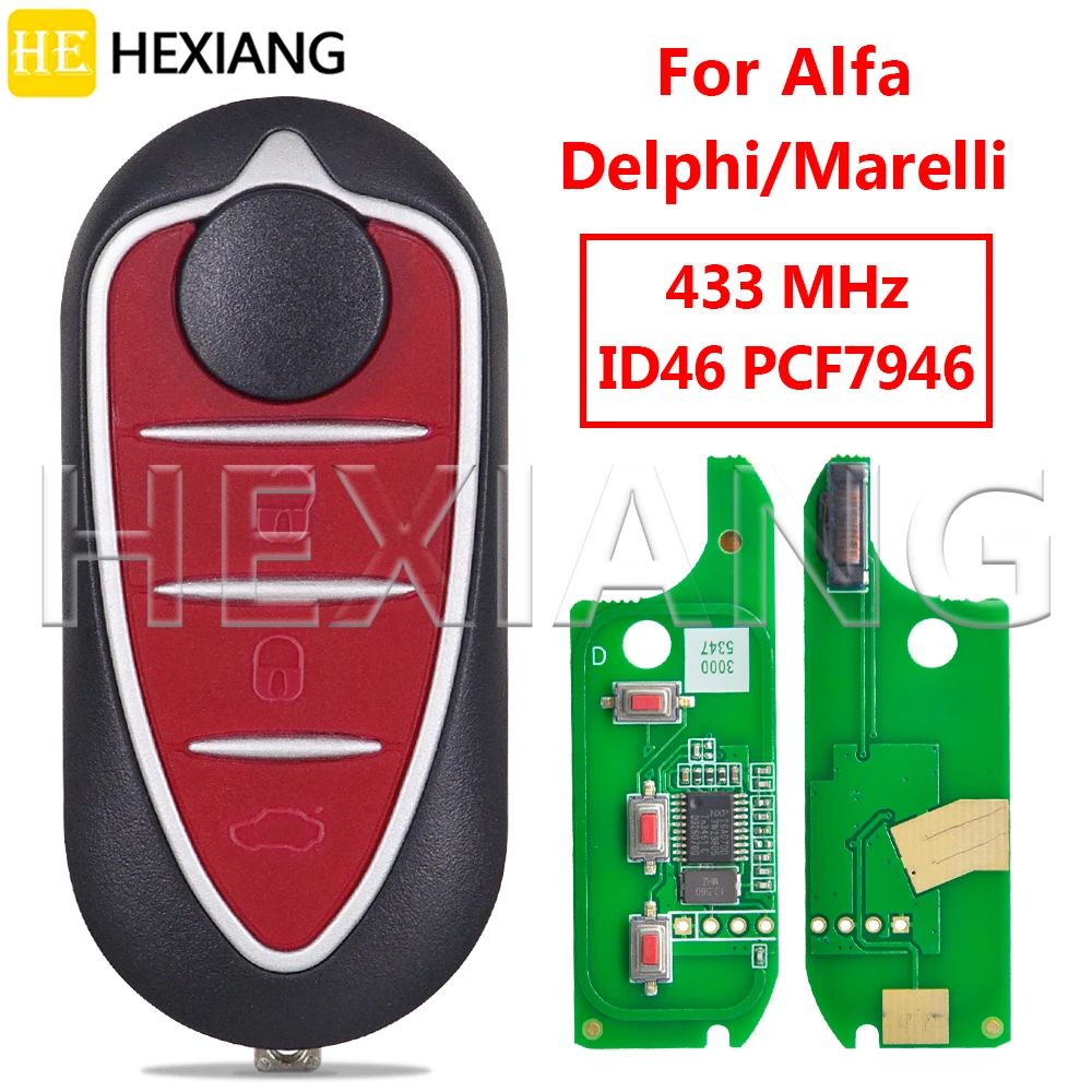 

HE ID46 PCF7946 433MHz Delphi/Marelli BSI Flip Car Remote Key For Alfa Romeo 147 159 Mito GTA 2008-2015 Giulietta 2010-2016