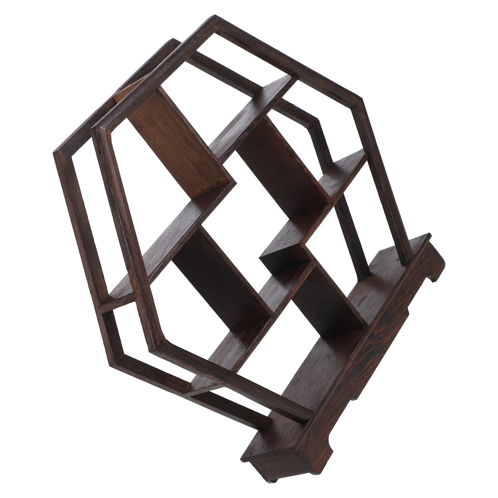 1Pcs Wenge Wood Display Stand Vintage Solid Wood Shelf Craft Shelf for Living Room Restaurant Teahouse Mortise Tenon