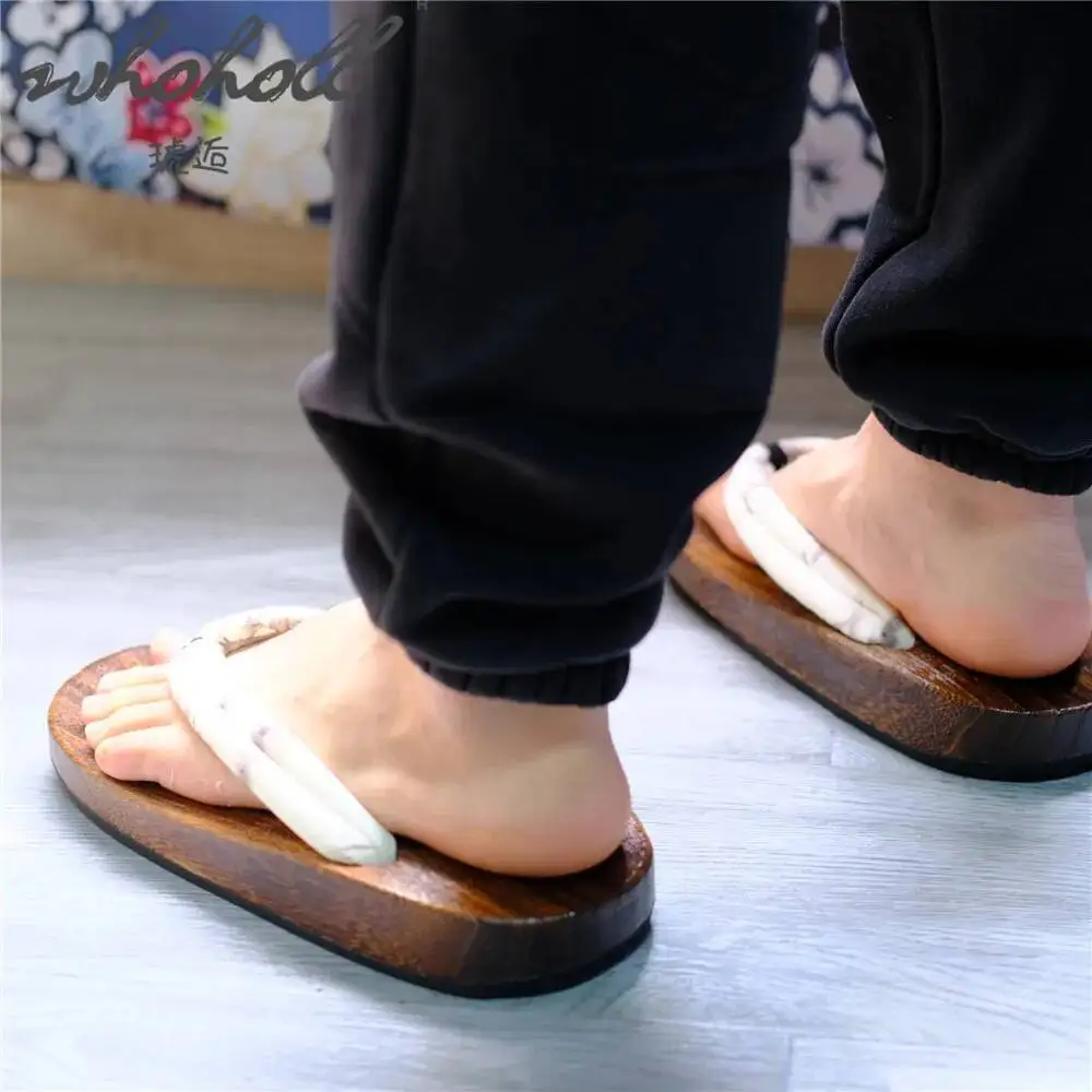 رجل إمرأة شبشب خشبي اليابانية جيتا الوجه يتخبط أنيمي شيطان القاتل الخشب سميكة وحيد Coplay أحذية النعال قباقيب الصنادل