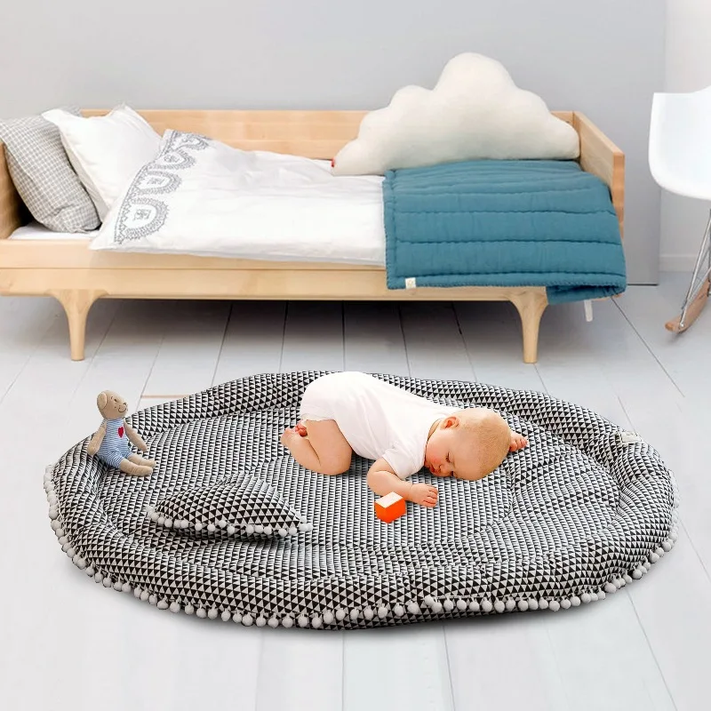 INS Cotton Round Play Mat Baby Crawling Mat Thicken Children Rest Nap Blanket Bedroom Living Room Floor Mat Carpet Picnic Mat