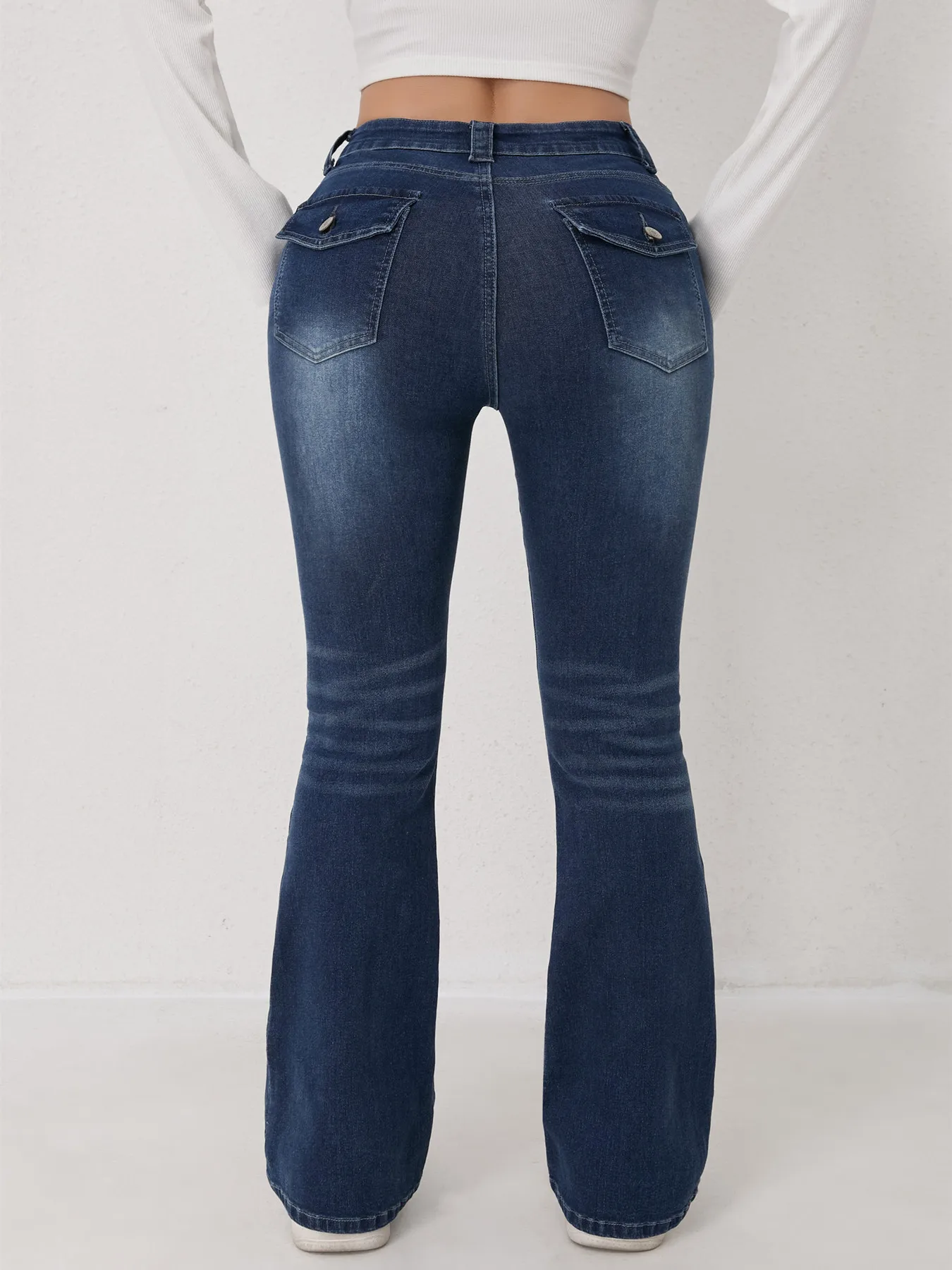 Europe American Style Casual Washed Trousers 2026 All Season Women's Denim Pants High Waisted Retro Blue Flared Jeans