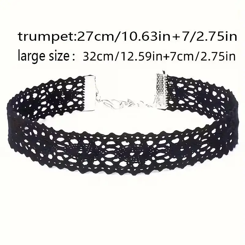 6 Teile/satz Schwarz Spitze Colliers Halskette Set Vintage Gothic Punk Elastische Halskette Frauen Hals Kragen Und Halskette Kombination Set – Detail 1
