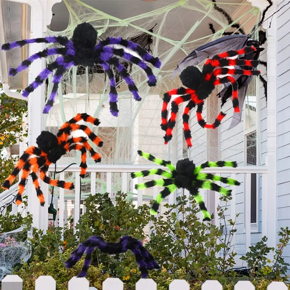 

3pcs Halloween Spiders - Scary Stuffed Fake Spider Halloween Outdoor Garden Decoration Props, Halloween Indoor Garden Decoration