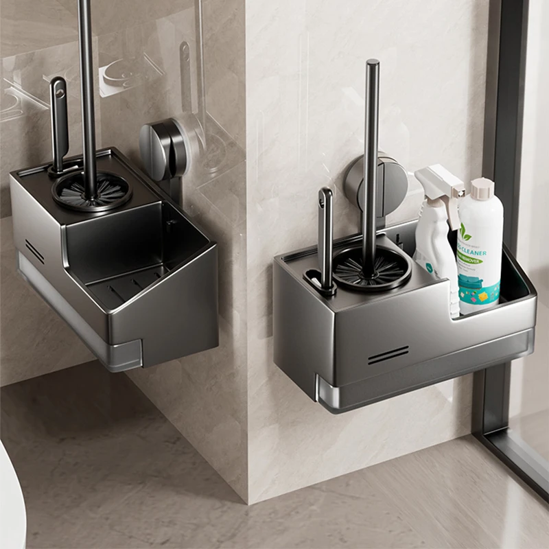 Suction Cup Toilet Brush No Punching Wall Mounted Toilet Shelf New Toilet Specific Brush Cleaning Tool