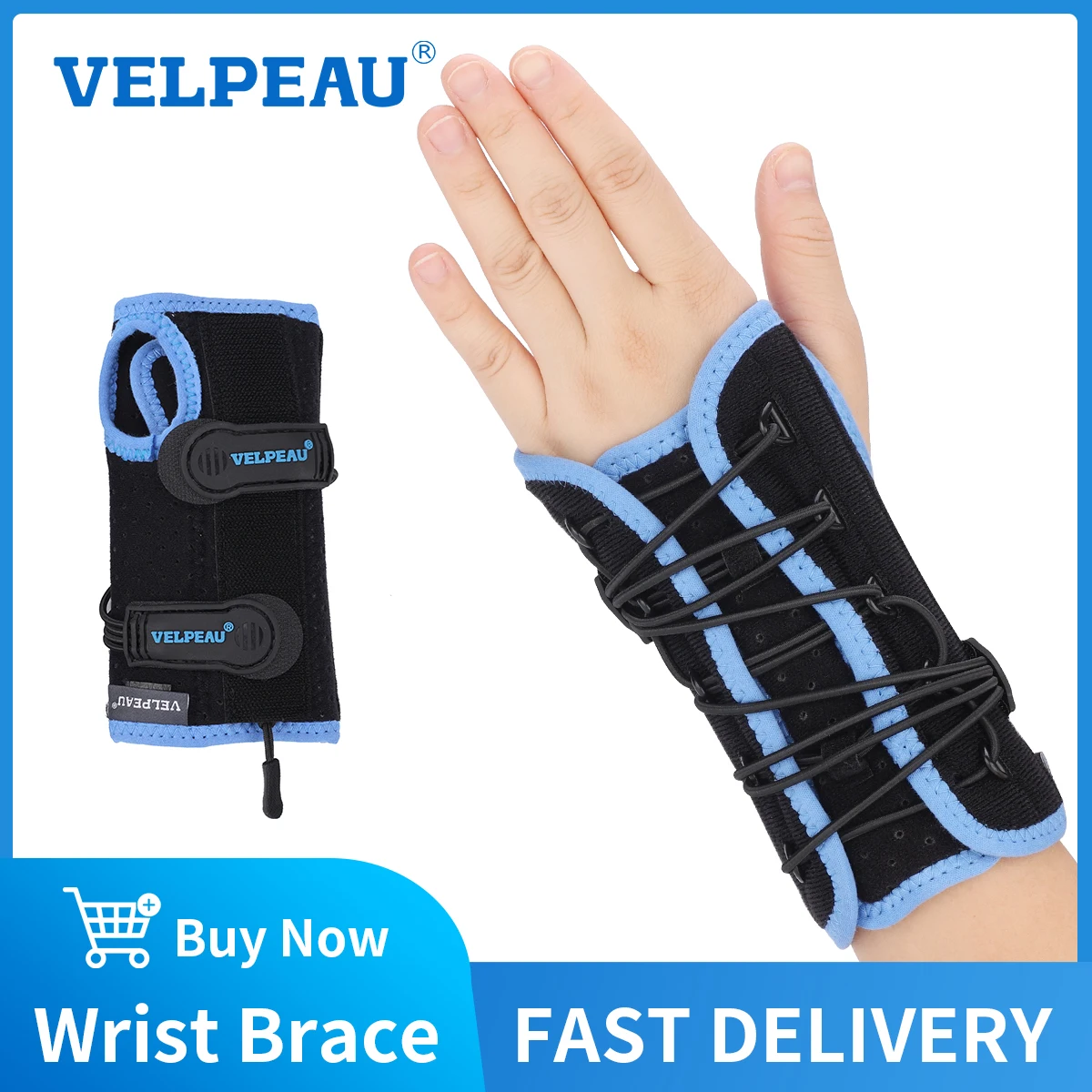 VELPEAU Wrist Brace Splint for Carpal Tunnel Syndrome and Arthritis Relief Hand Support Immobilizer with Cushioned & Metal Plate