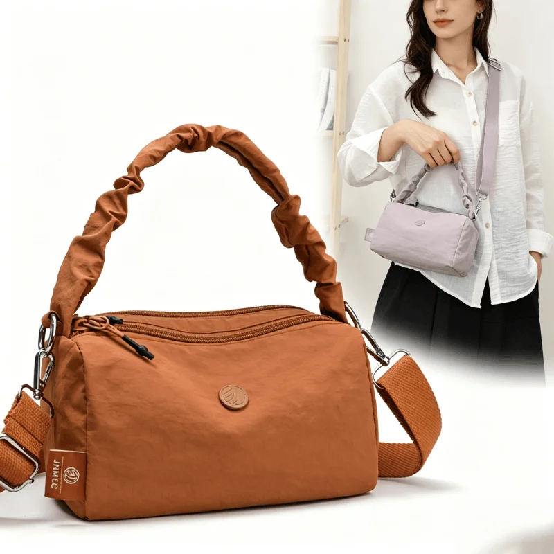 Women's Lightweight Nylon Crossbody Bag Casual Shoulder Bags Travel Work Purse Tote Top-handle Purses Set for Everyday Use