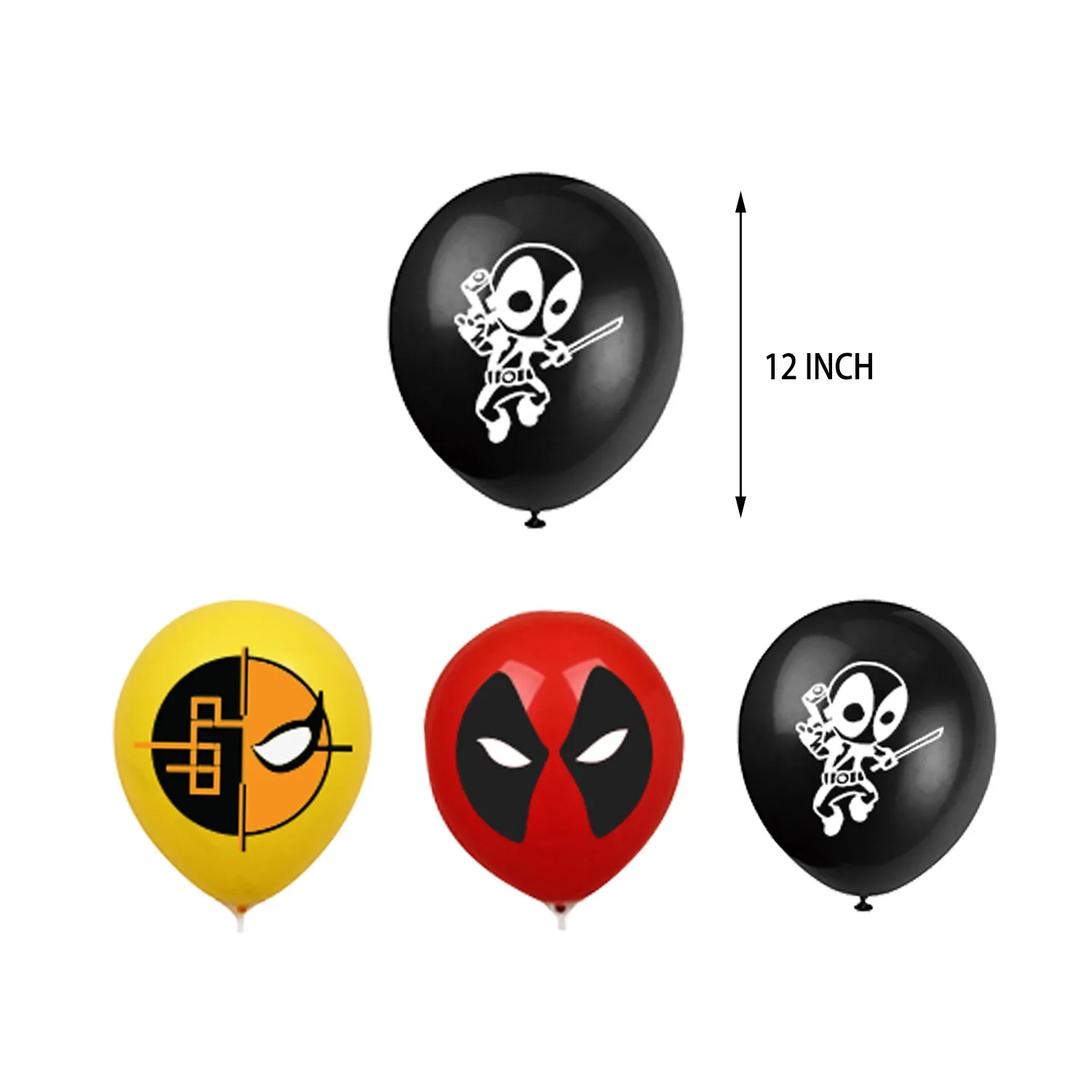 Globos de decoración con temática de Deadpools para niños y niñas, suministros de escena para fiesta de cumpleaños, 18 piezas, con estampado de figuras de película de dibujos animados