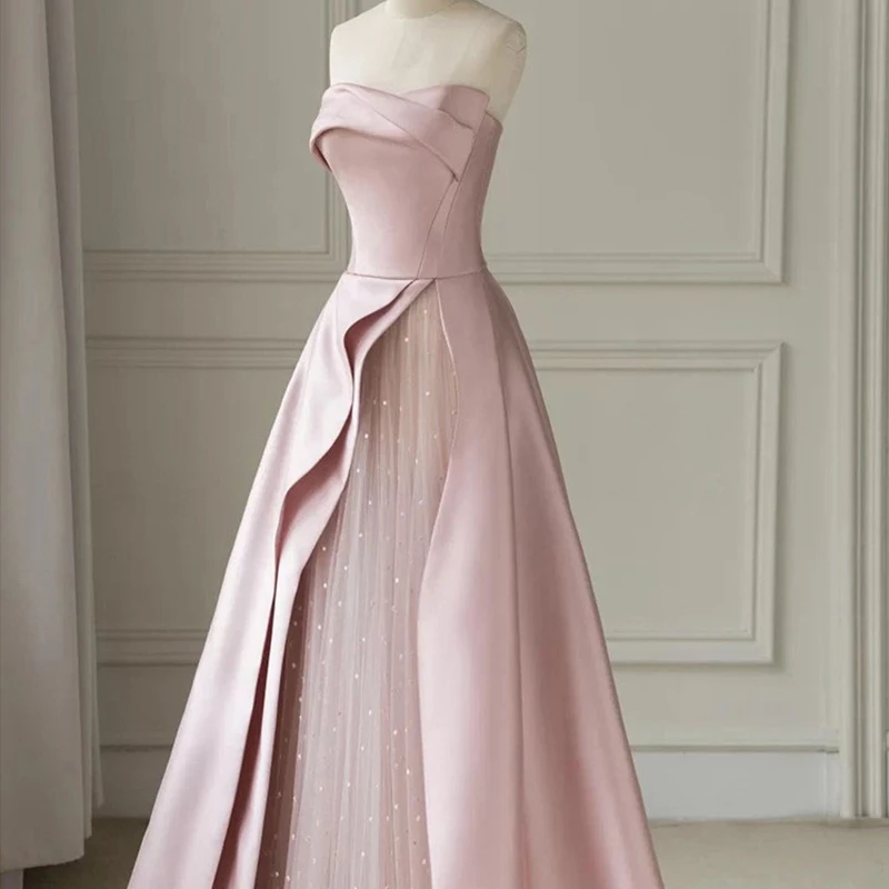 Abiti da sera lunghi senza spalline in Tulle elegante di lusso per le donne abito da ballo formale elegante Quinceanera per le donne