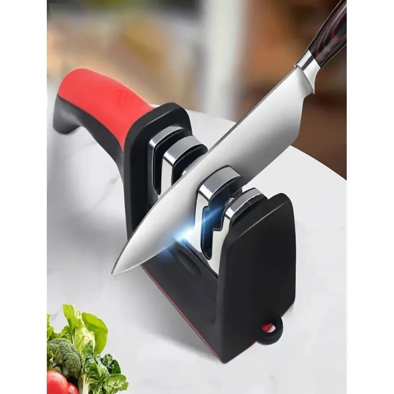 Professional Knife Sharpener - 4-Stage High-Precision Tungsten Diamond & Ceramic Stones, Non-Slip Grip